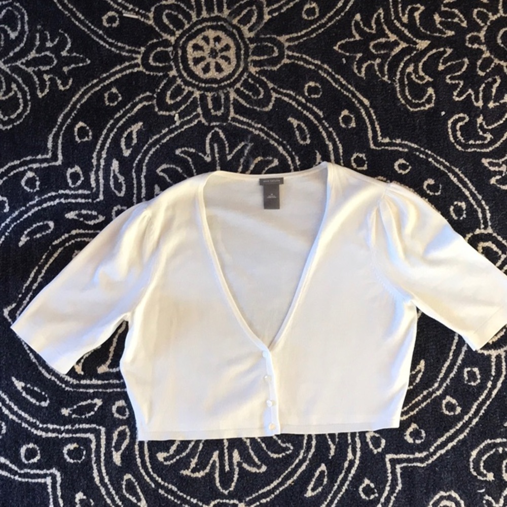 Cropped white cotton sweater